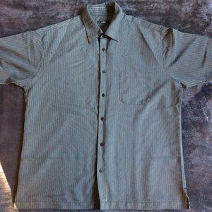 Alfani Mens Short Sleeve Shirt Large in Black, Gray, White Stripes